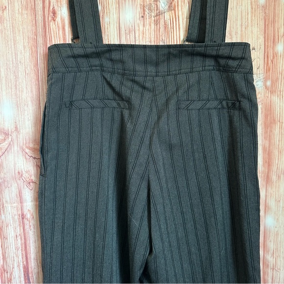 Vintage Y2K Forever 21 Gray Pinstripe Wide Leg Suspender Dress Pants - Picture 10 of 14